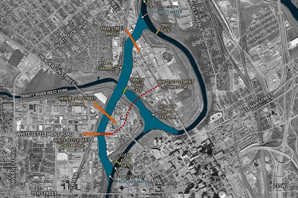 Map of Panther Island flood control project